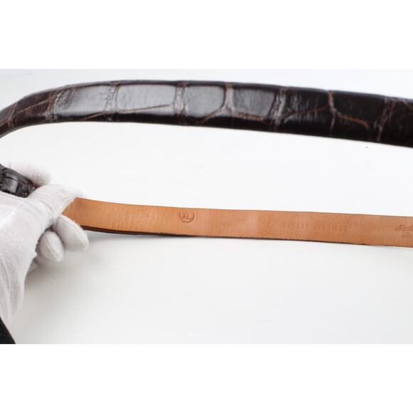 Vintage Martin Dingman Brown American Aligator Leather Handmade Skinny Belt XL